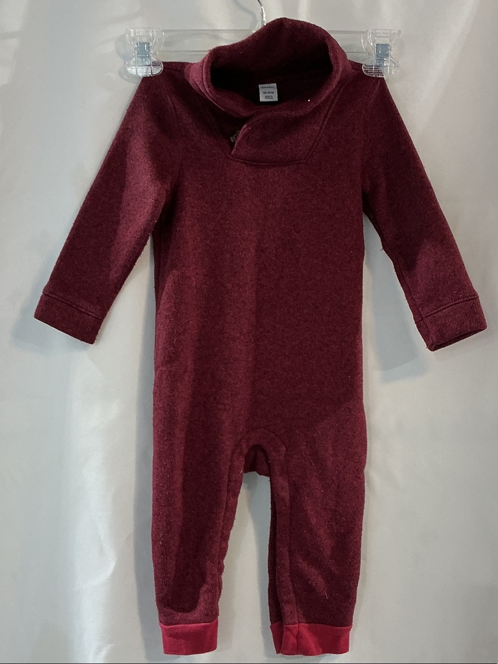 Old Navy Maroon Baby Long-Sleeve One-Piece Romper
